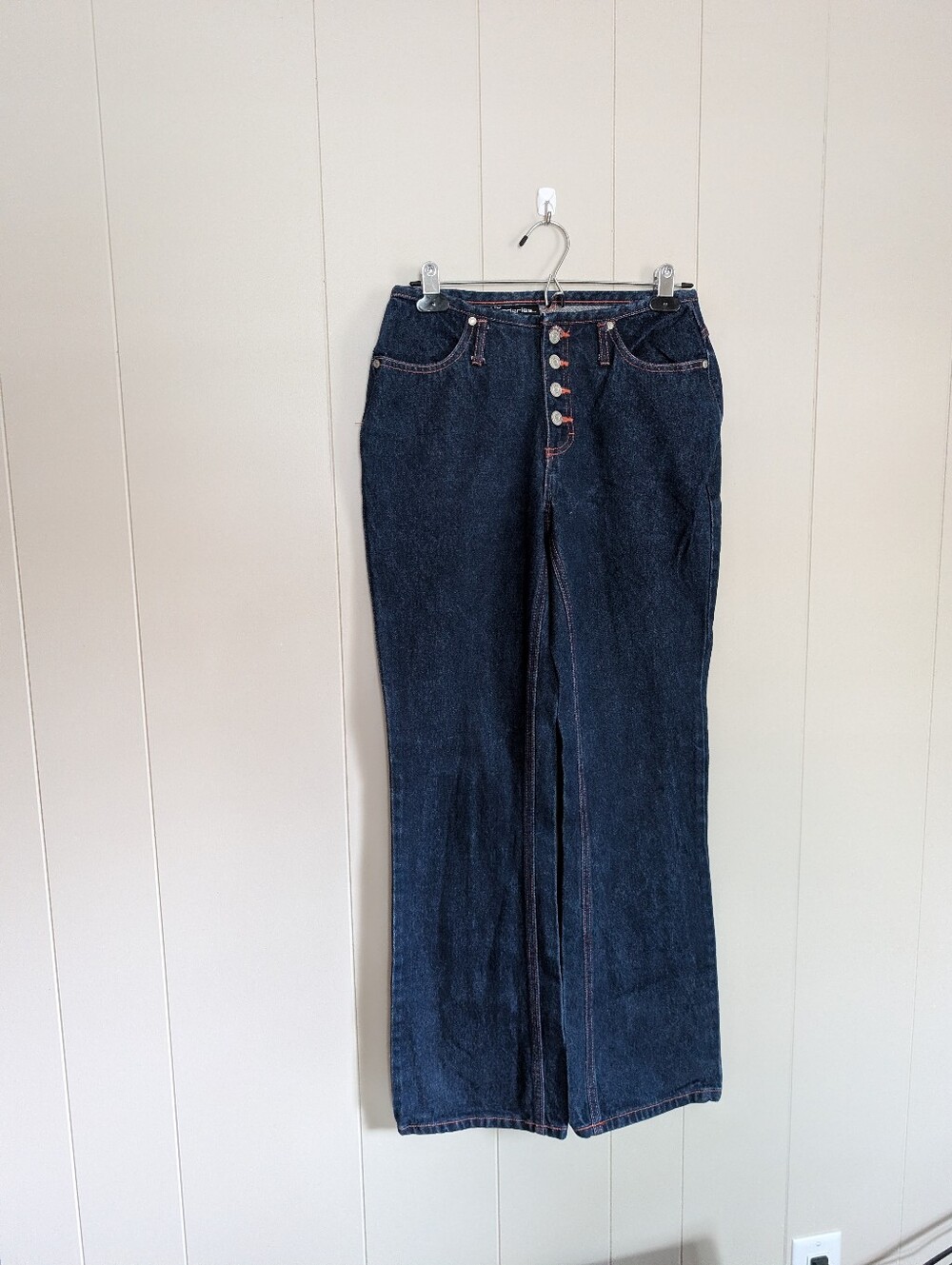 No Boundaries Vintage Y2K Women's Dark Wash Exposed Button-Fly Jeans Size 7